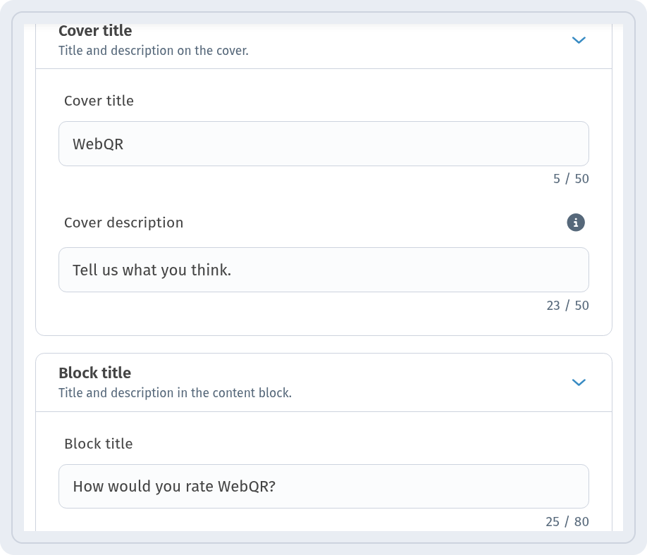 Cover title WebQR, Cover description Tell us what you think. and Block title How would you rate WebQR?