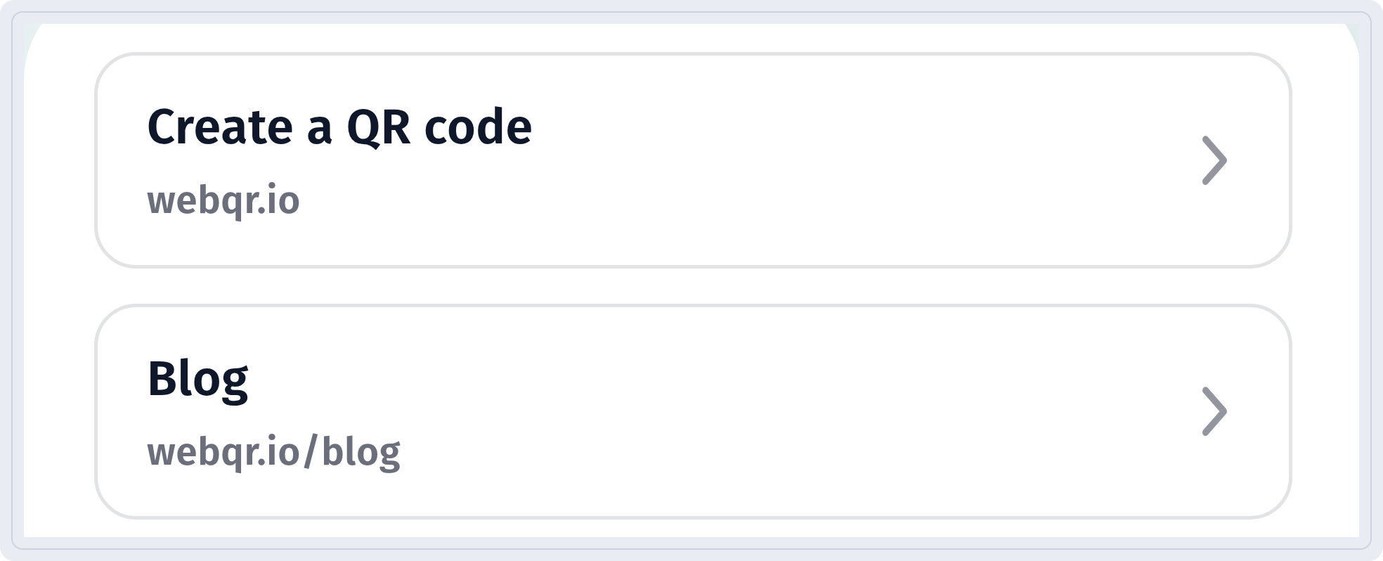 Opened links page on a phone after entering the password: Create a QR code and Blog