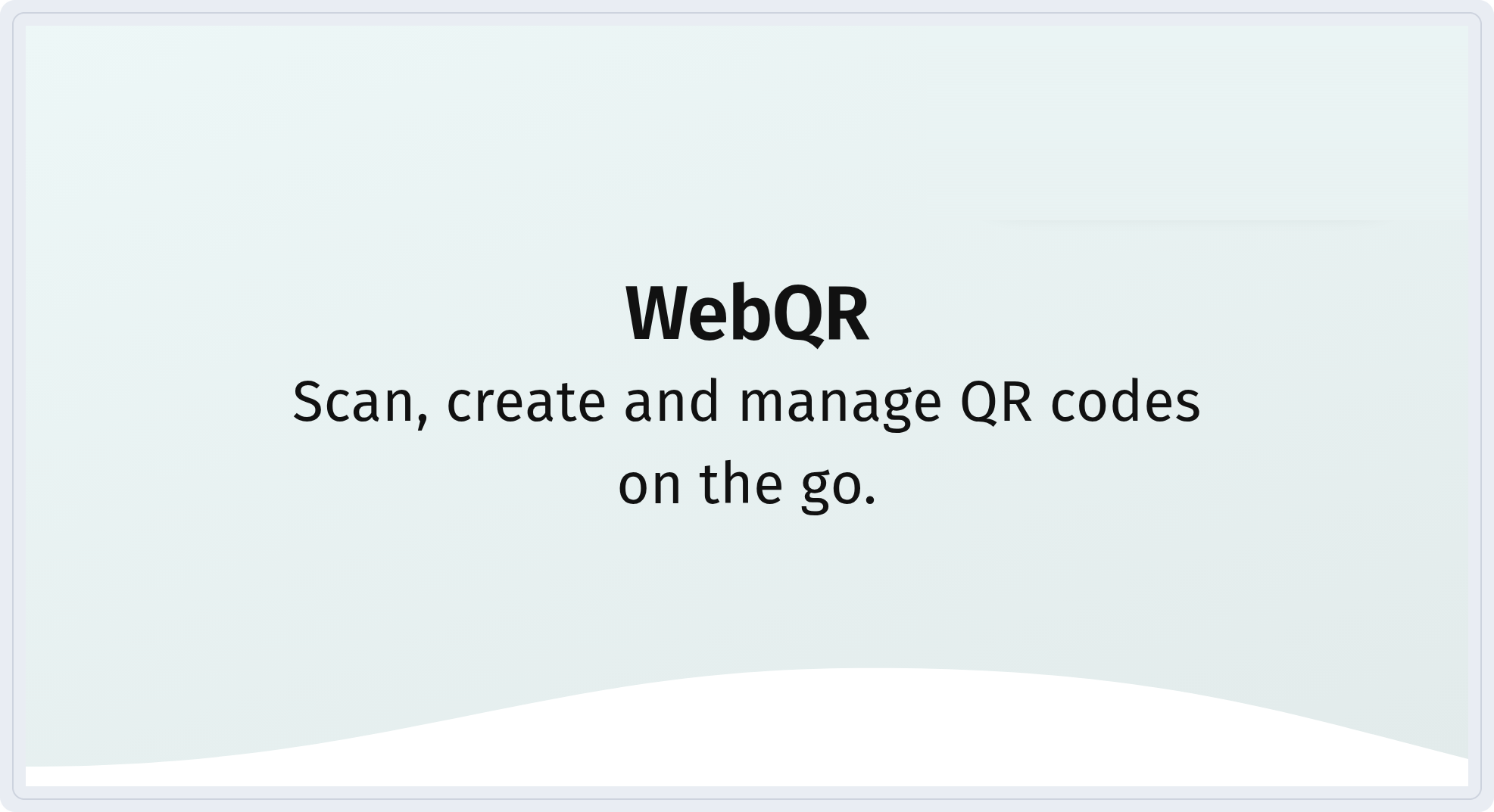App page on a phone: cover with WebQR and the description