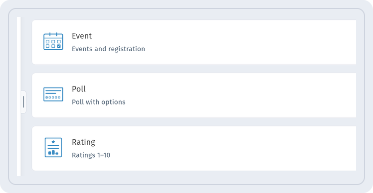 Poll with options card in the list of QR code types