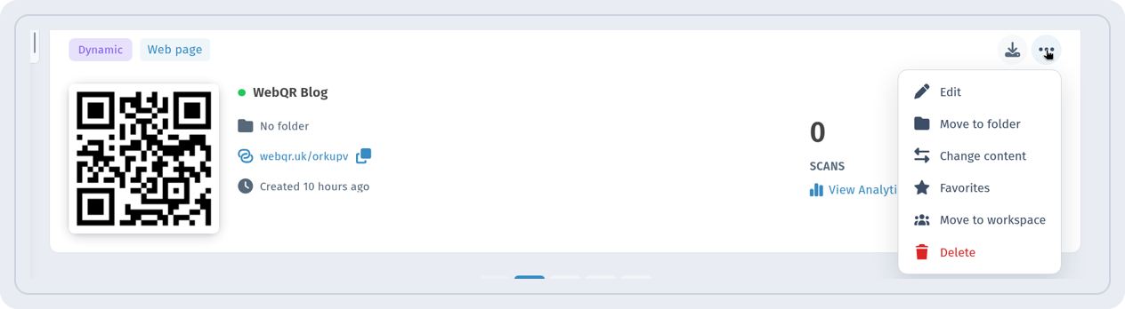 Code card menu with the Move to folder item
