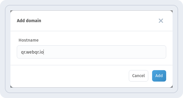 Add domain dialog with the Hostname field