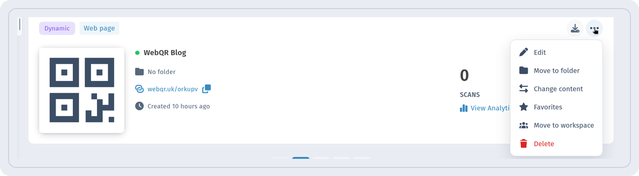 Code card menu with the Move to folder item